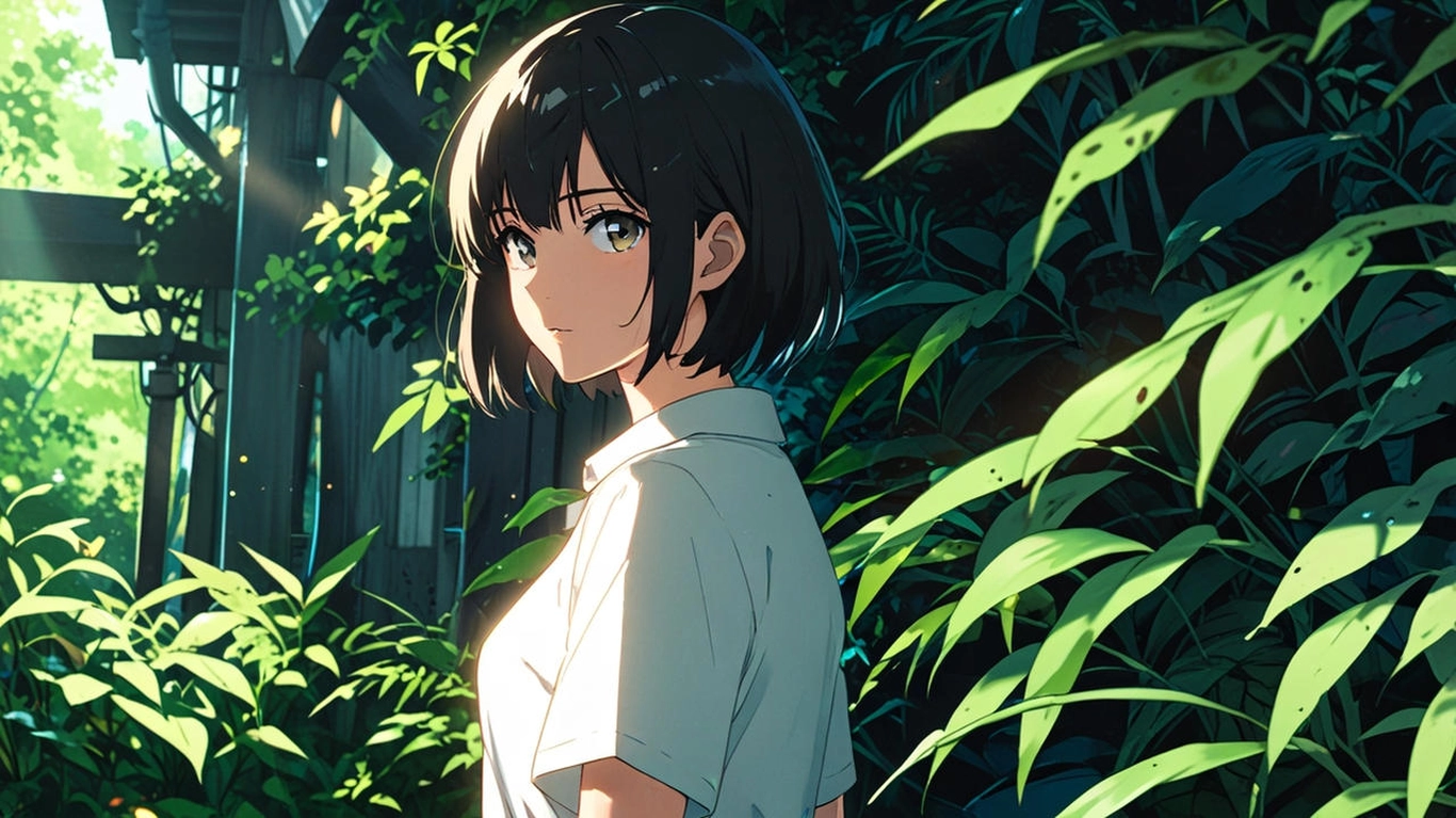 ảnh nền anime xanh lá dùng làm ảnh bìa 