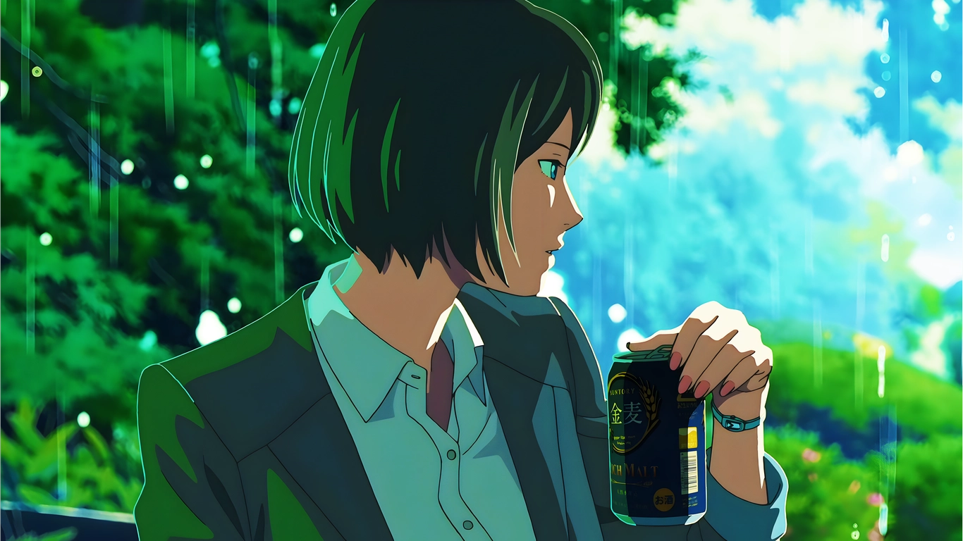 hình nền anime tông xanh lá 