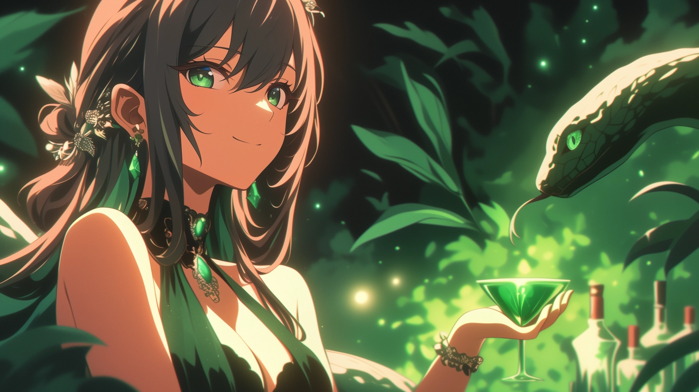 hình nền anime màu xanh lá cây phù hợp làm slide 