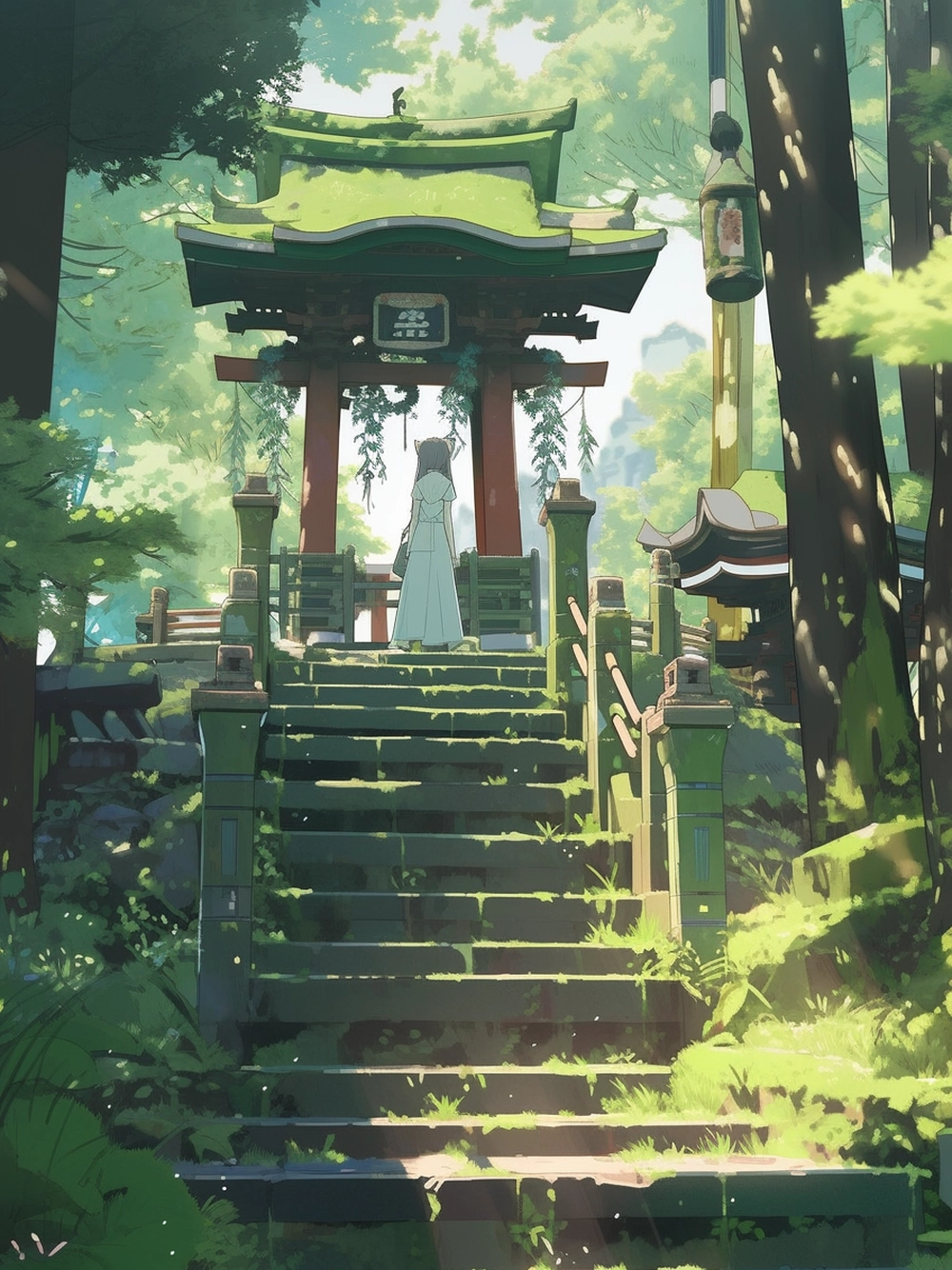 ảnh anime mang sắc xanh lá cây 