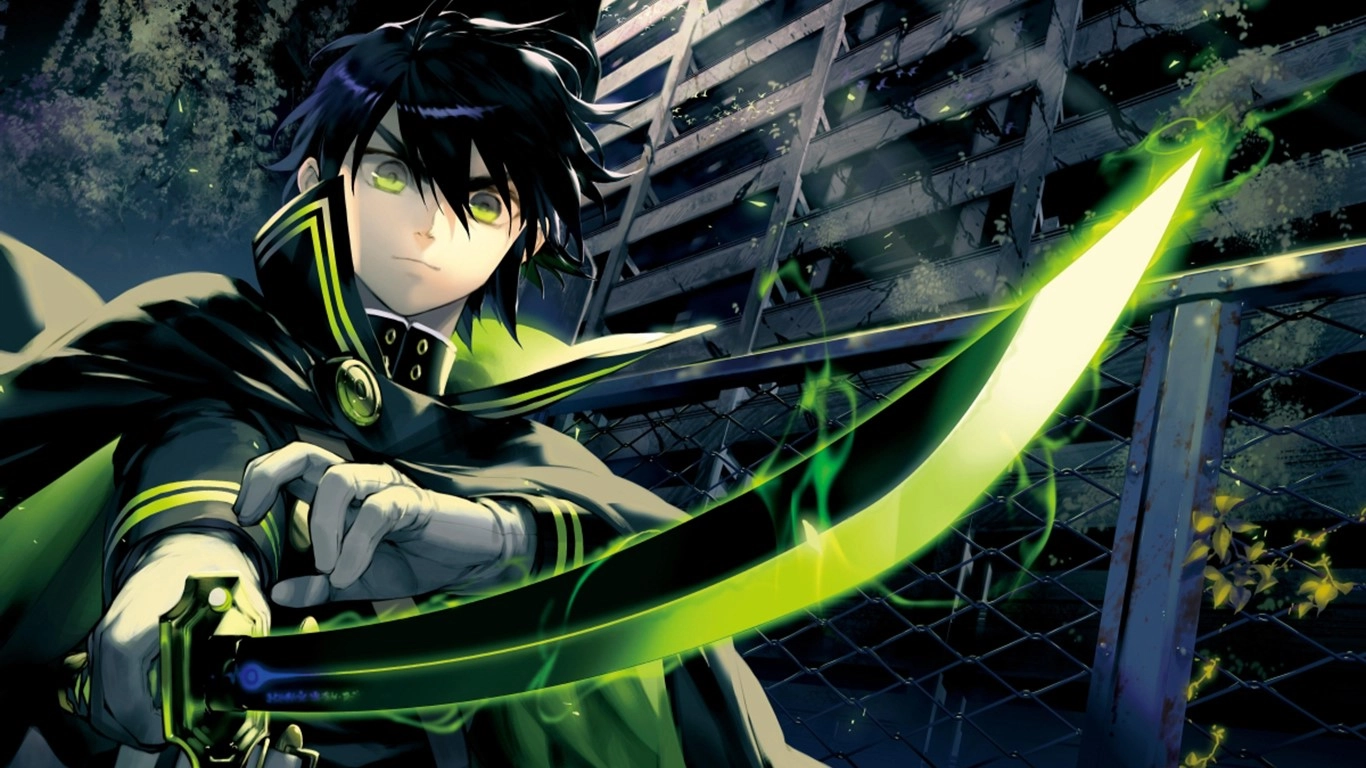 hình nền anime xanh lá thích hợp cho giao diện tối 