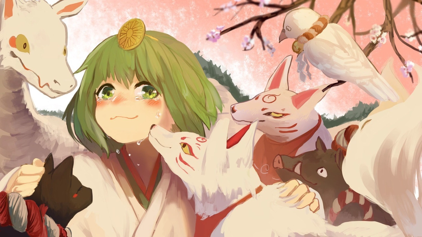 ảnh nền anime dễ thương màu xanh lá 