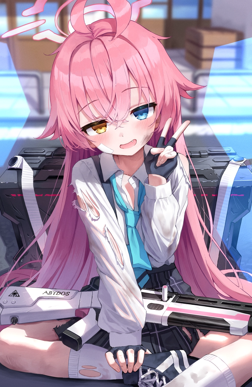 Hoshino chibi ngồi trên ghế 
