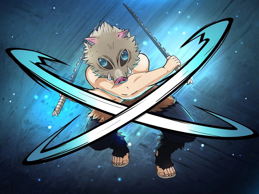 ảnh tanjiro và zenitsu inosuke hành động 