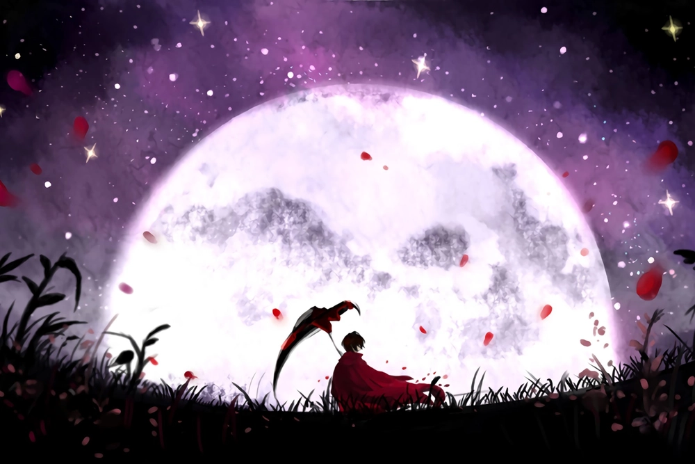 ảnh mặt trăng anime bối cảnh đêm yên bình 