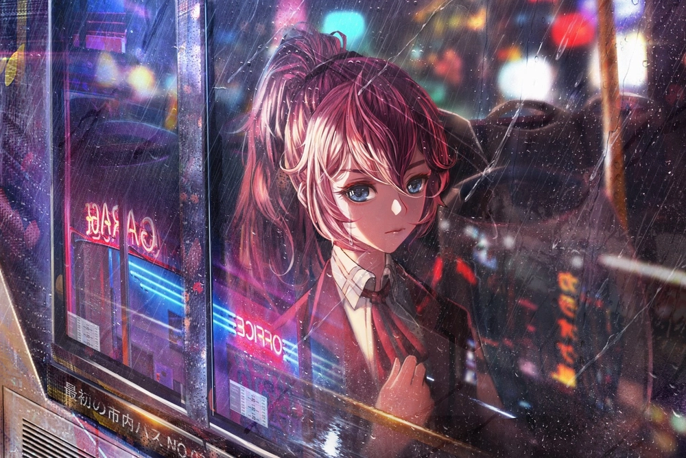 ảnh mưa anime tâm trạng buồn 