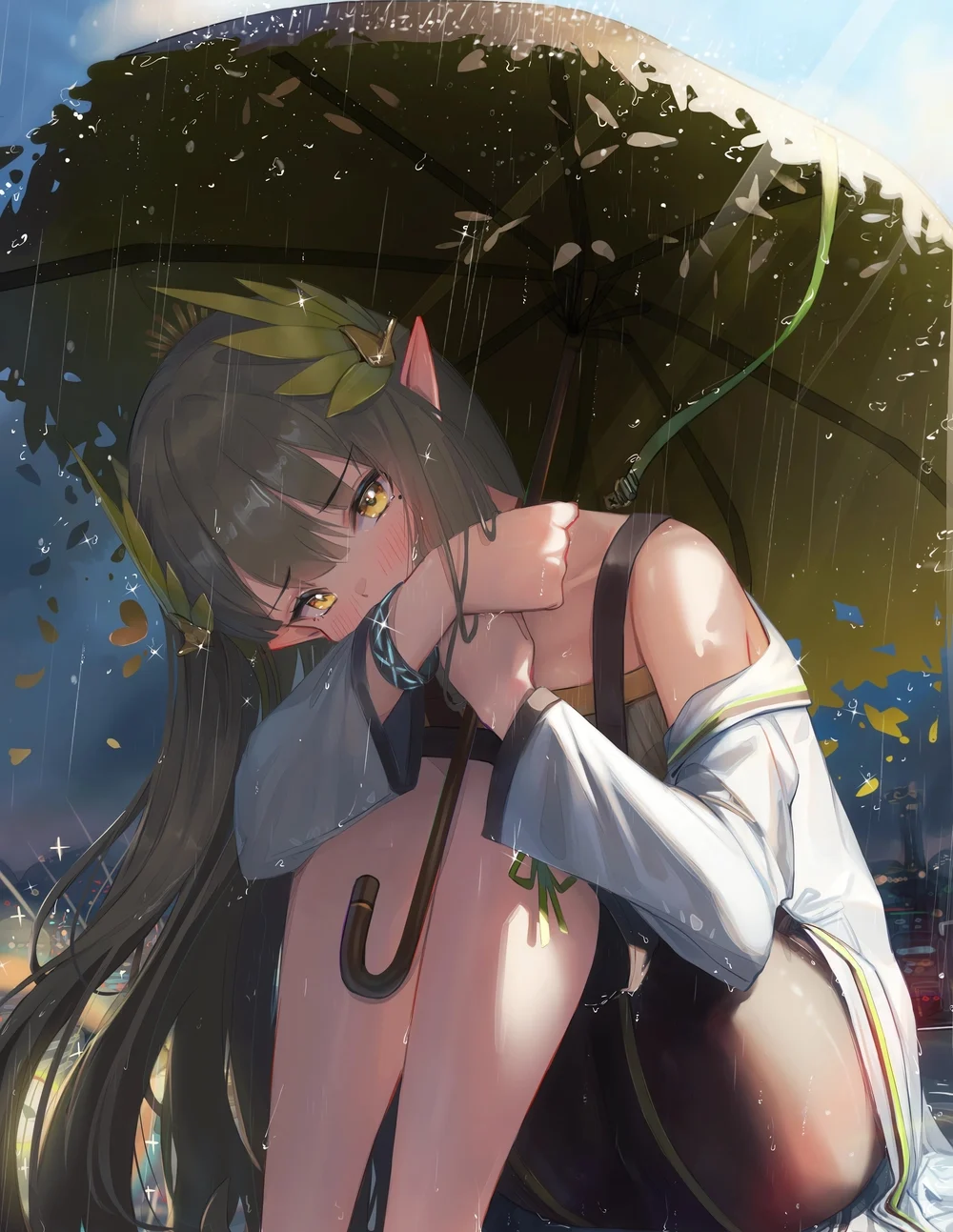 ảnh anime dưới mưa và nước mắt 