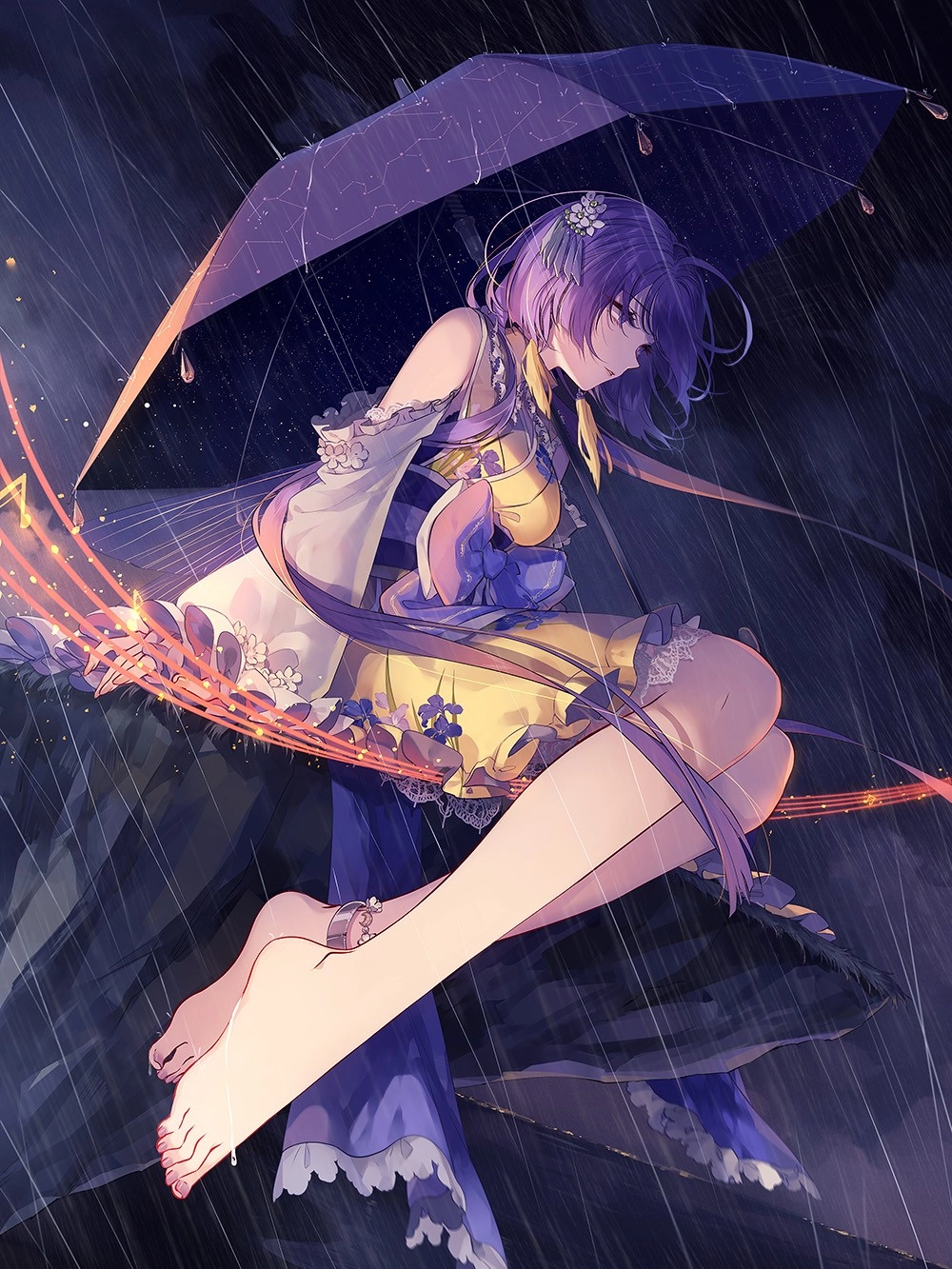 ảnh anime dưới mưa ban đêm nghệ thuật 