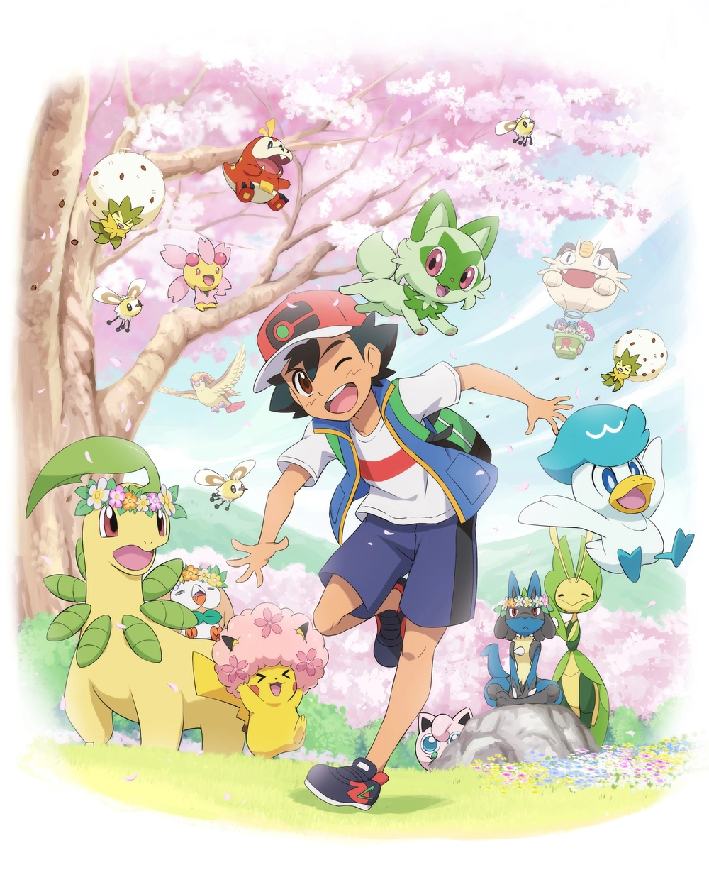 hình satoshi nắm tay pikachu 