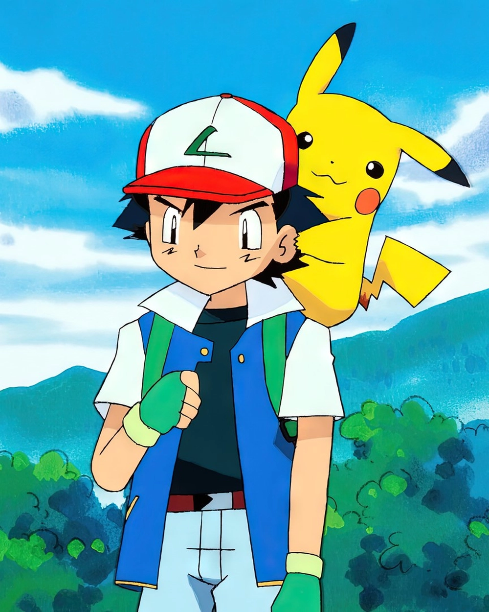 ảnh satoshi đi bắt pokemon 