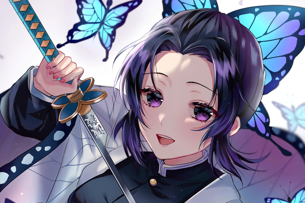 ảnh shinobu cười nhẹ nhàng 