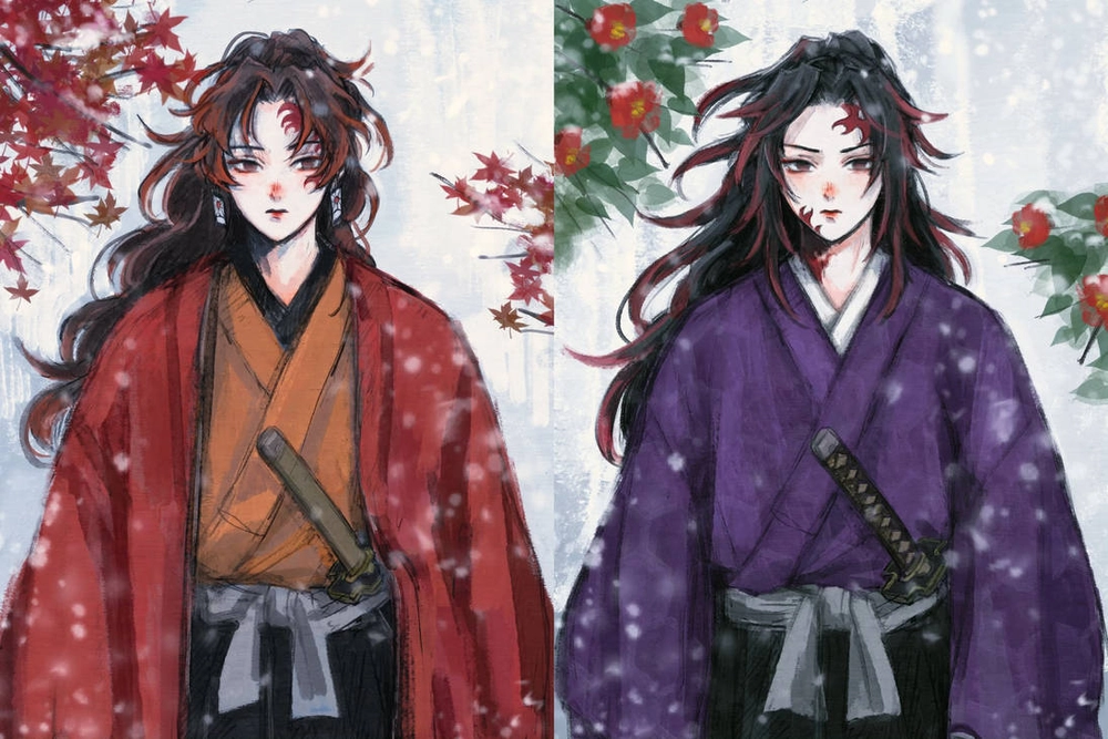 hình ảnh yoriichi và kokushibou chiến đấu 