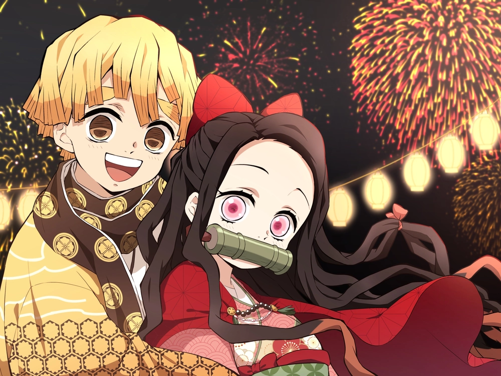 hình ảnh nezuko và zenitsu 