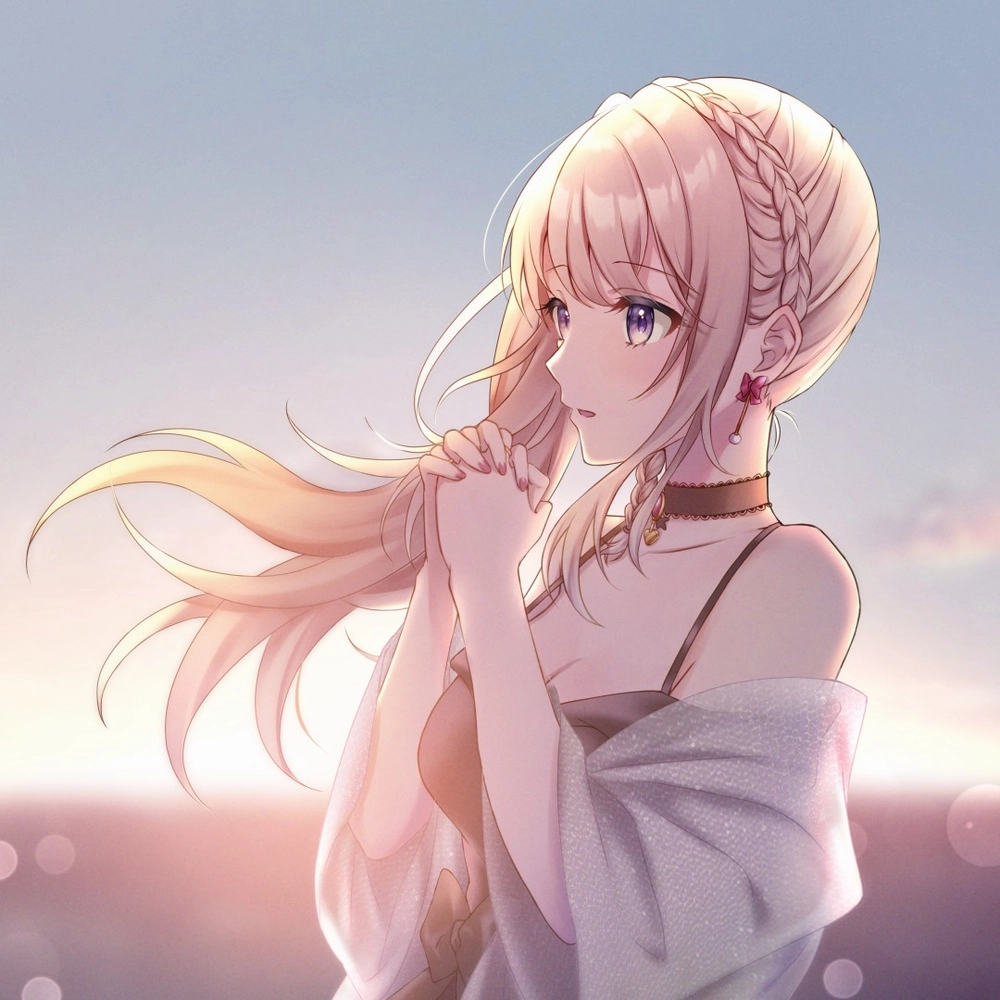 anime nữ tóc vàng lạnh lùng đầy khí chất 