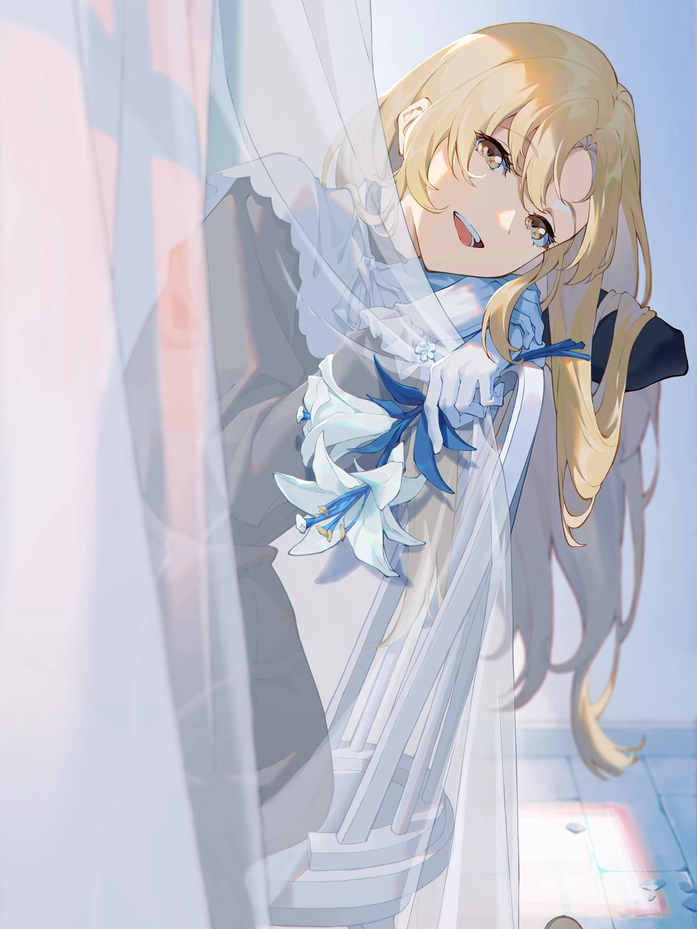 anime tóc vàng phong cách học đường 