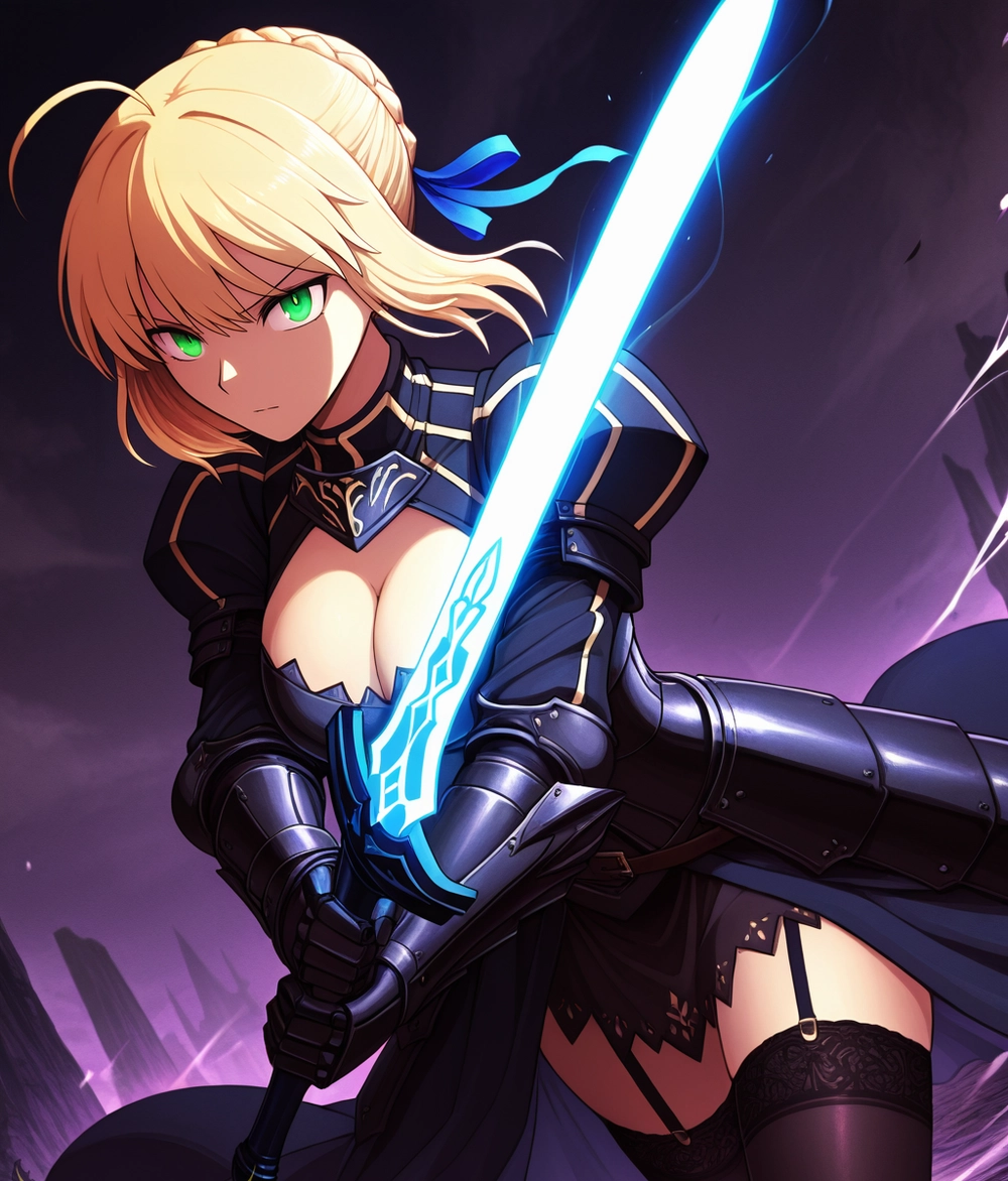 fate saber mạnh mẽ và đầy khí chất trong trận chiến 