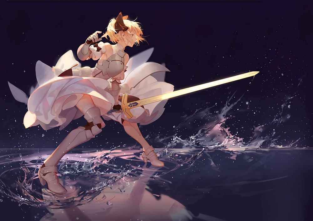 fate stay night saber với thanh kiếm ánh sáng 