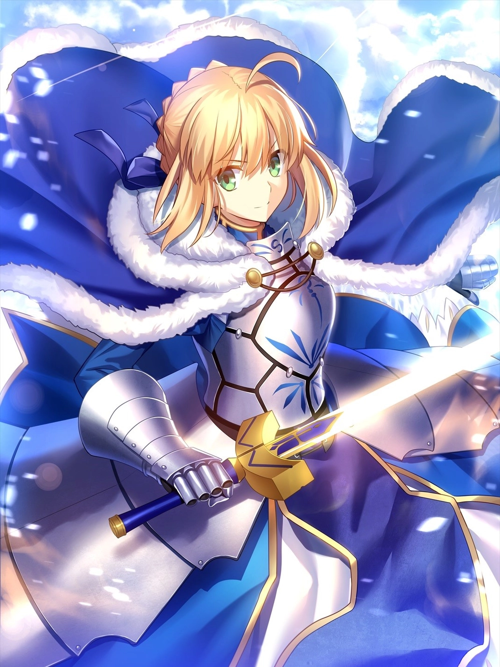anime saber khi đang sử dụng chiêu thức tối thượng 