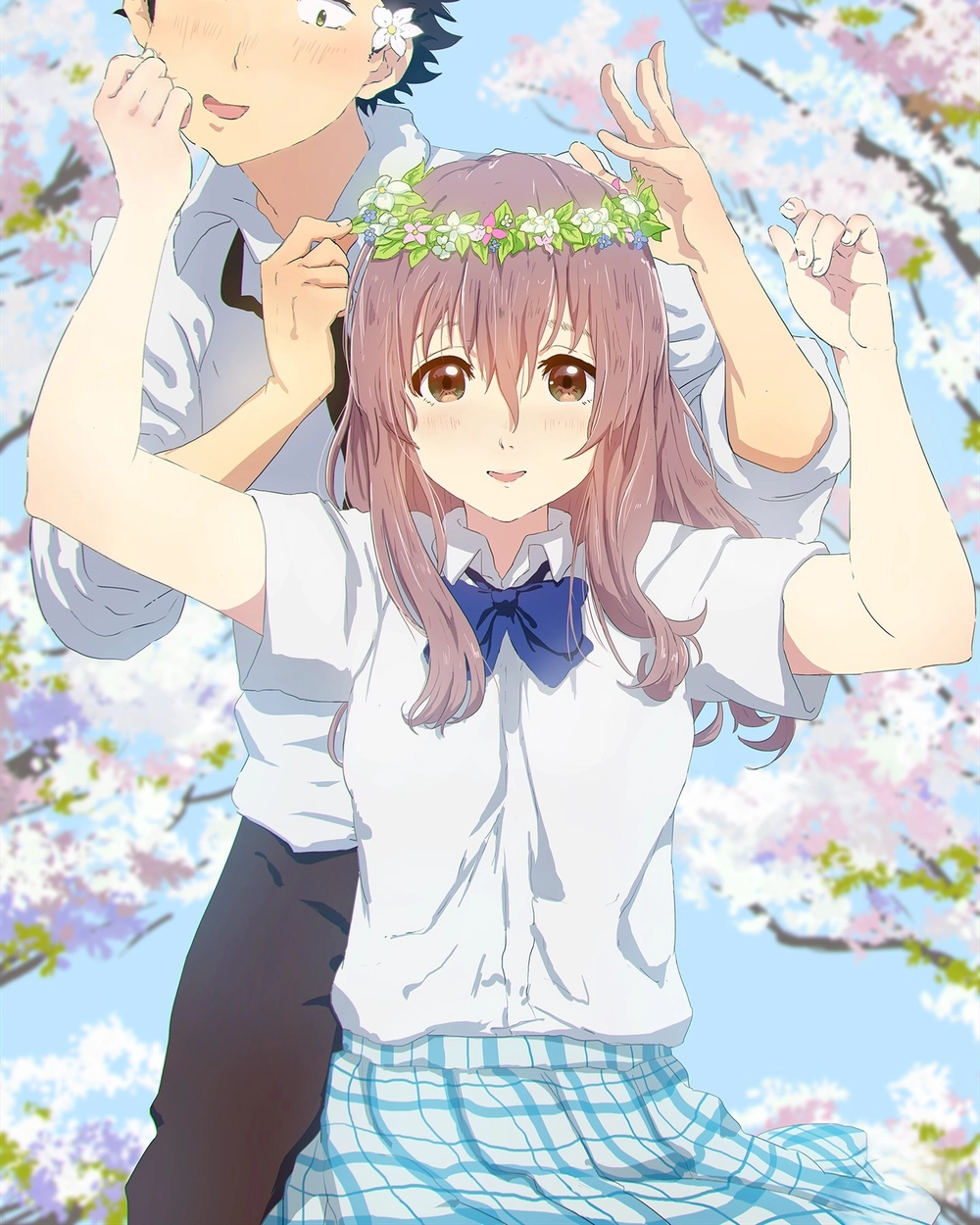 ảnh shouko nishimiya với shouya cười tươi 