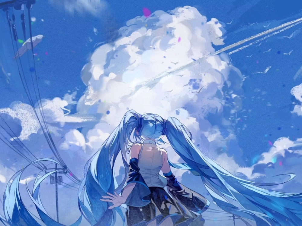 ảnh anime quay lưng nữ nhìn xa 