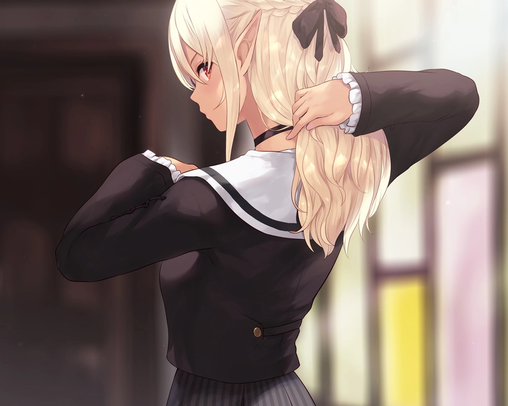 hình ảnh cô gái quay lưng đẹp anime góc nghiêng 
