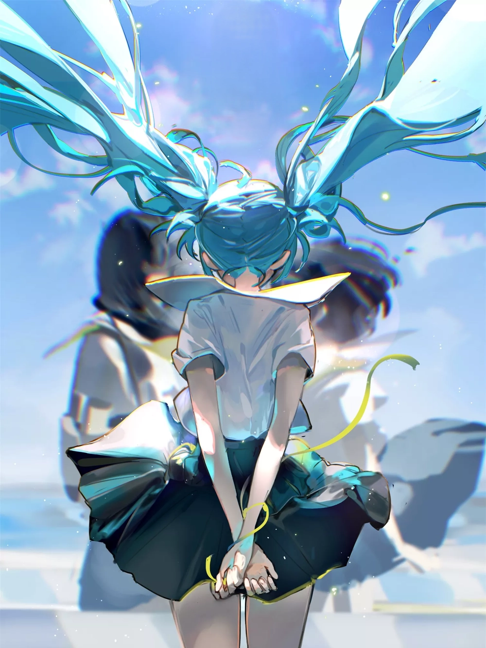 hình ảnh cô gái quay lưng đẹp anime ngoài trời 
