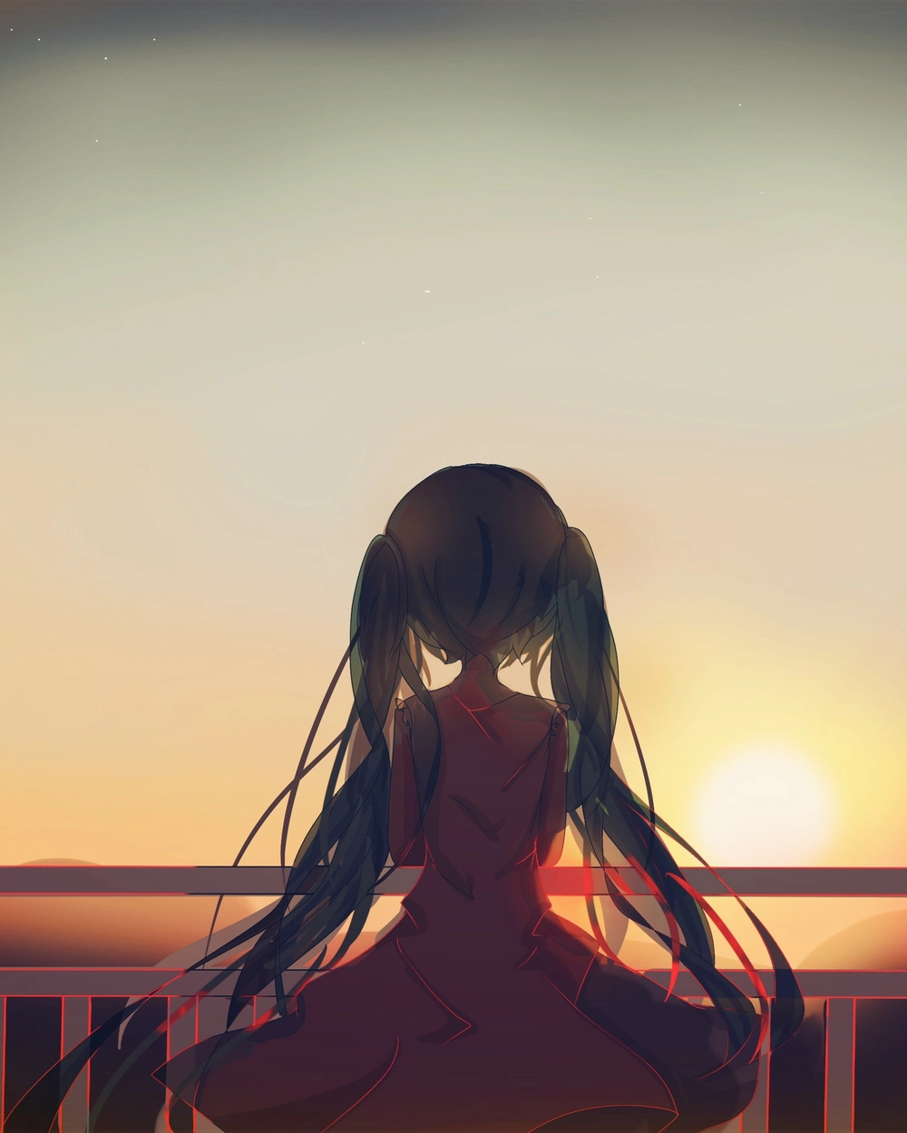 ảnh anime quay lưng buồn chill 