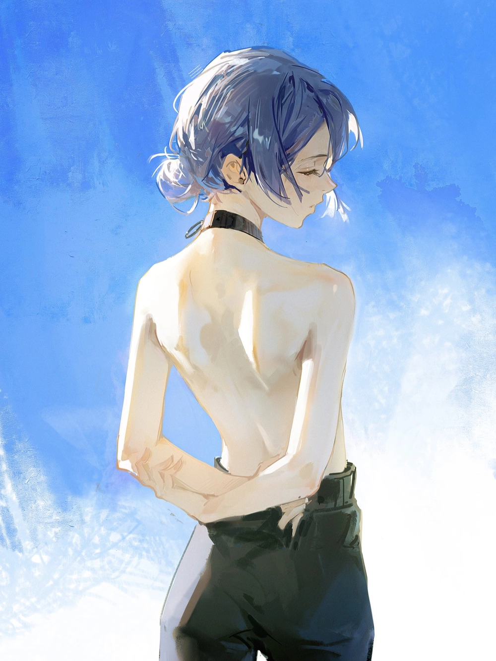 ảnh anime quay lưng nữ giữa khung trời rộng 
