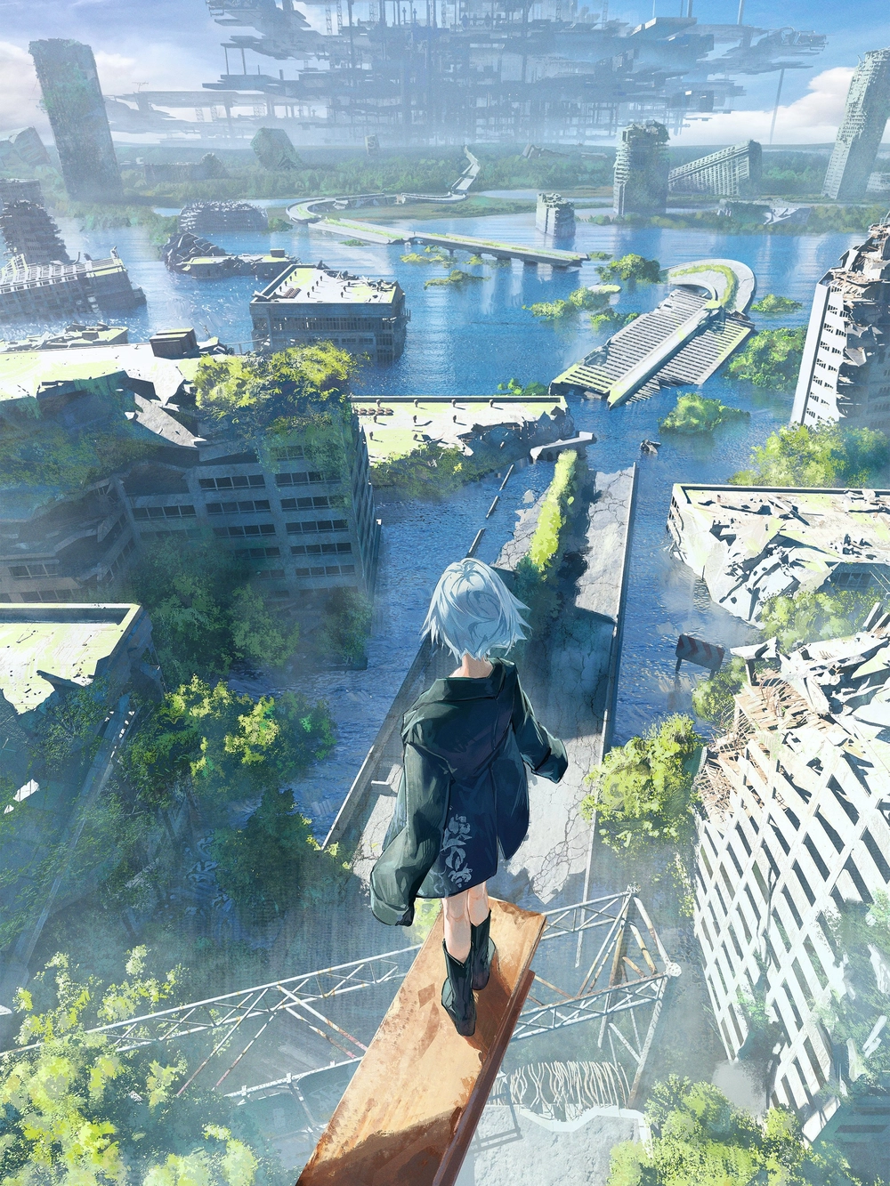 hình ảnh cô gái quay lưng đẹp anime nhìn ra xa 