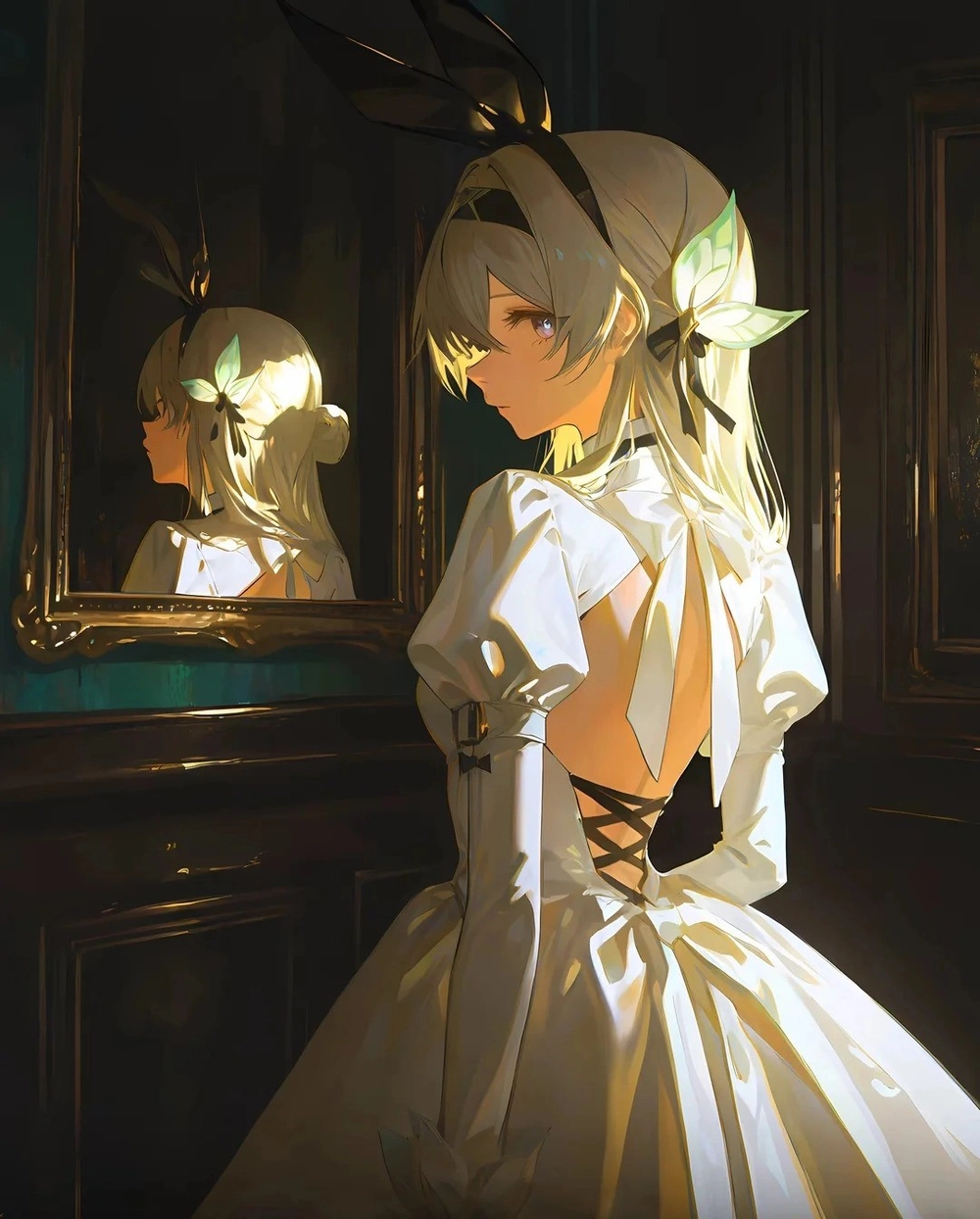 ảnh anime quay lưng nữ mang vẻ cô tịch 