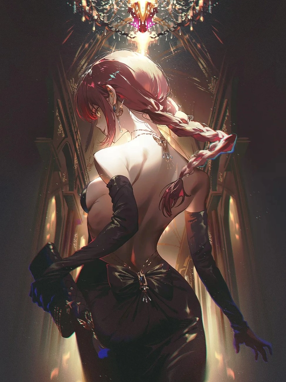 ảnh anime quay lưng nữ dáng mảnh khảnh 