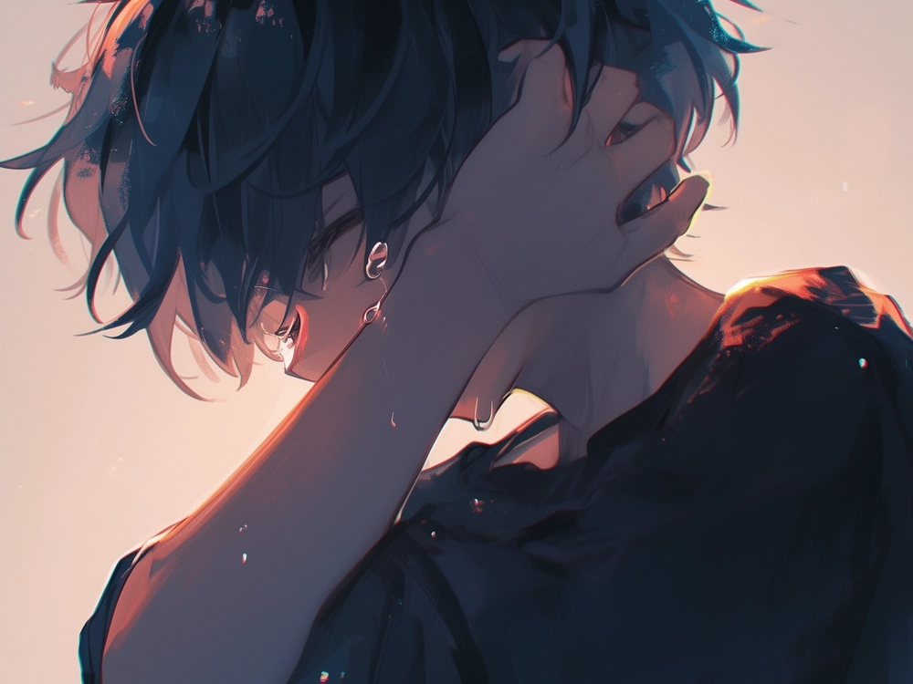anime thất tình biểu cảm buồn 