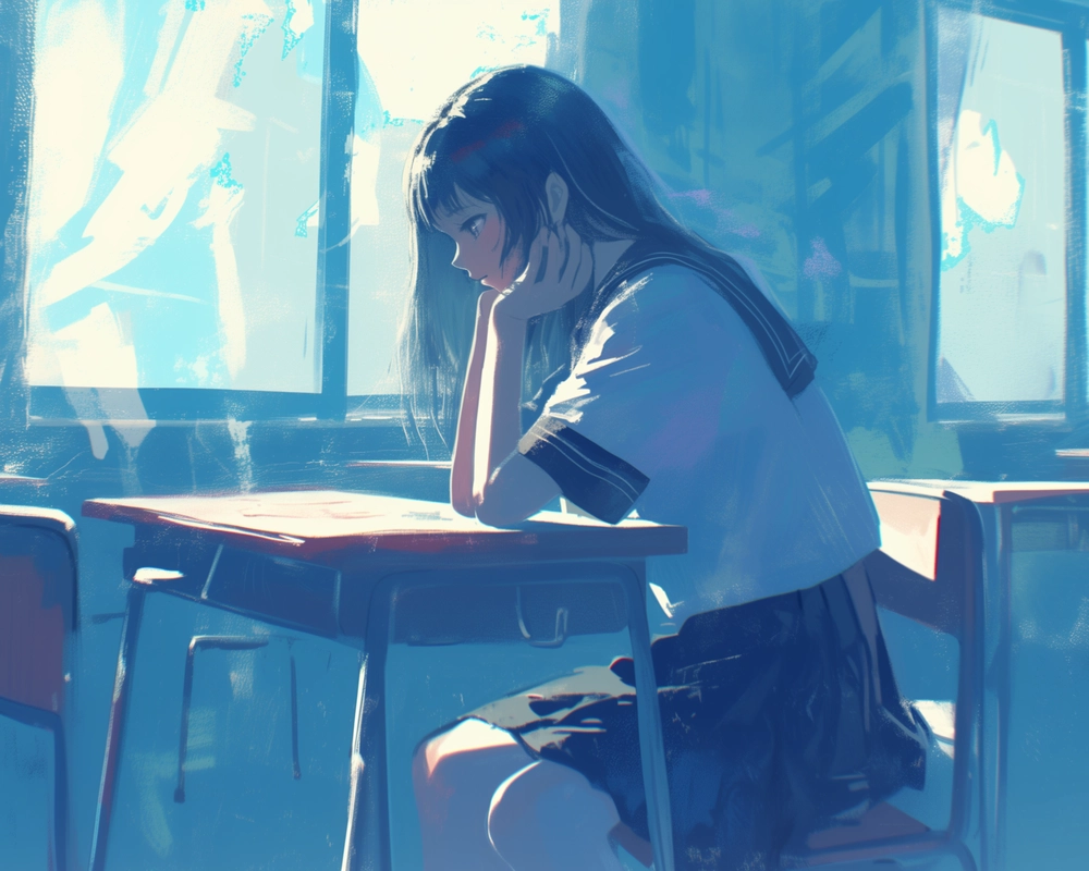 ảnh anime thất tình nước mắt chia tay 