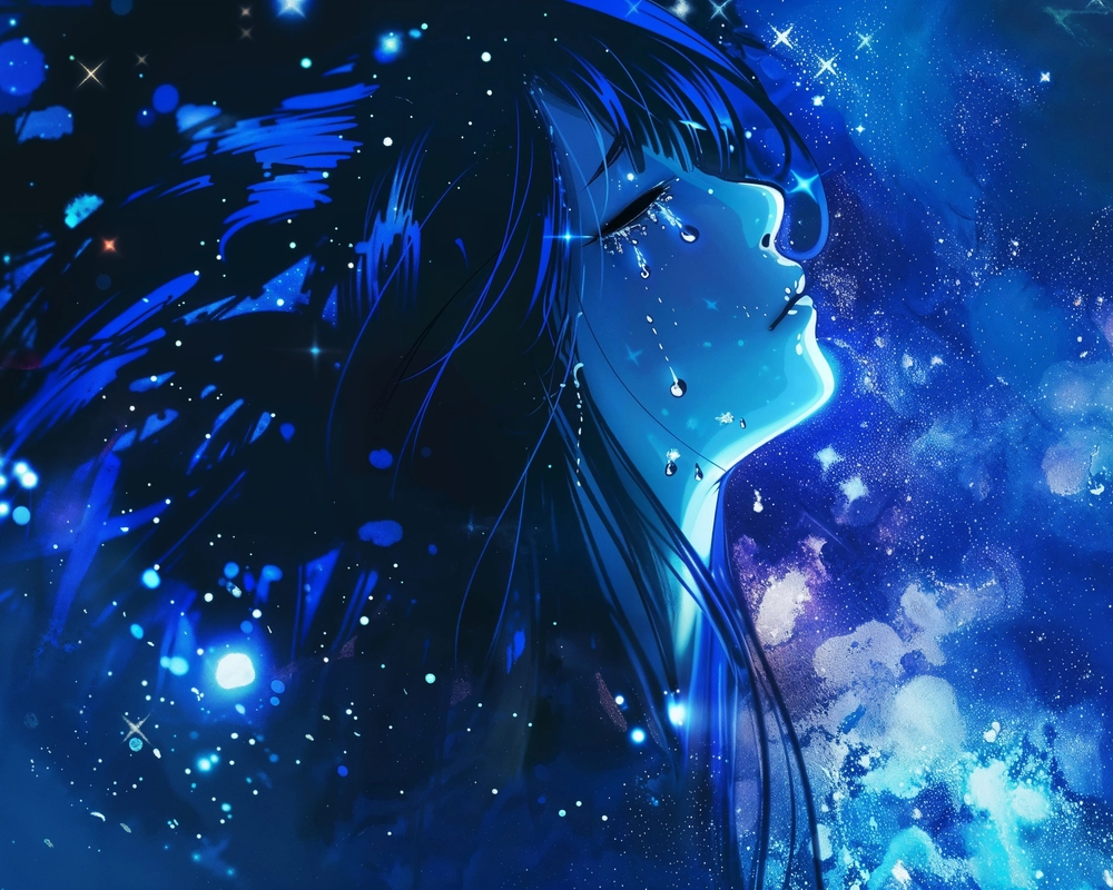 anime thất tình nam nữ buồn bã 