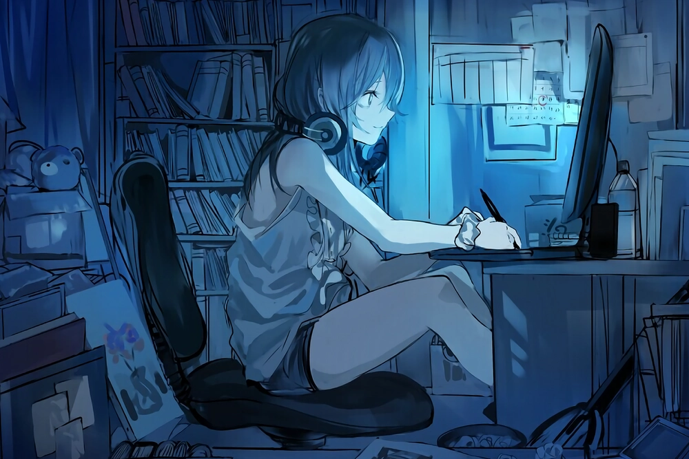 ảnh văn phòng phong cách anime 