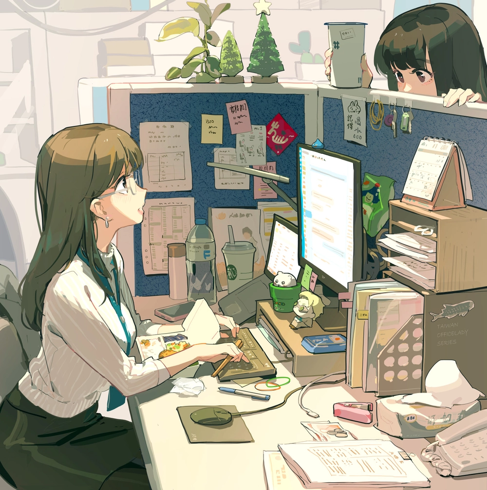 anime làm việc văn phòng hiện đại 