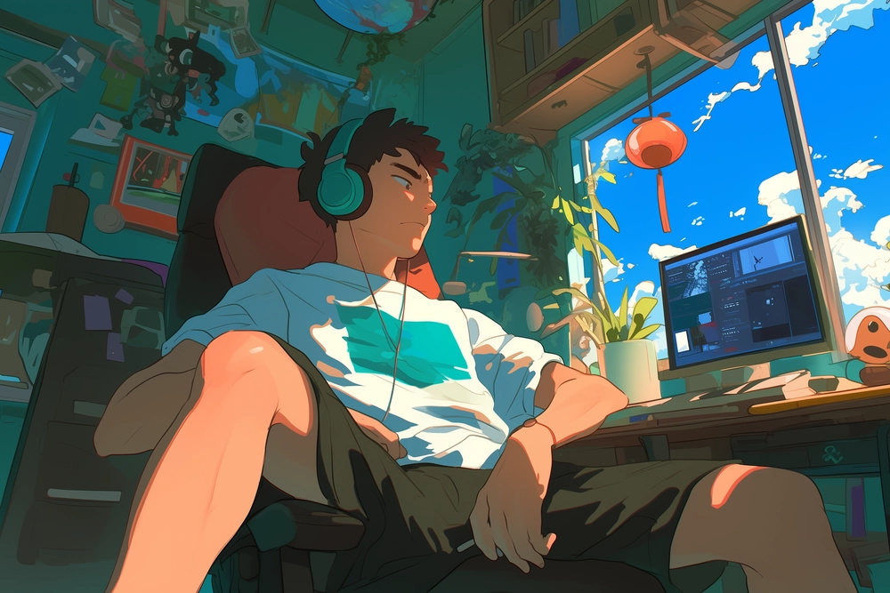 nhân vật anime làm việc 