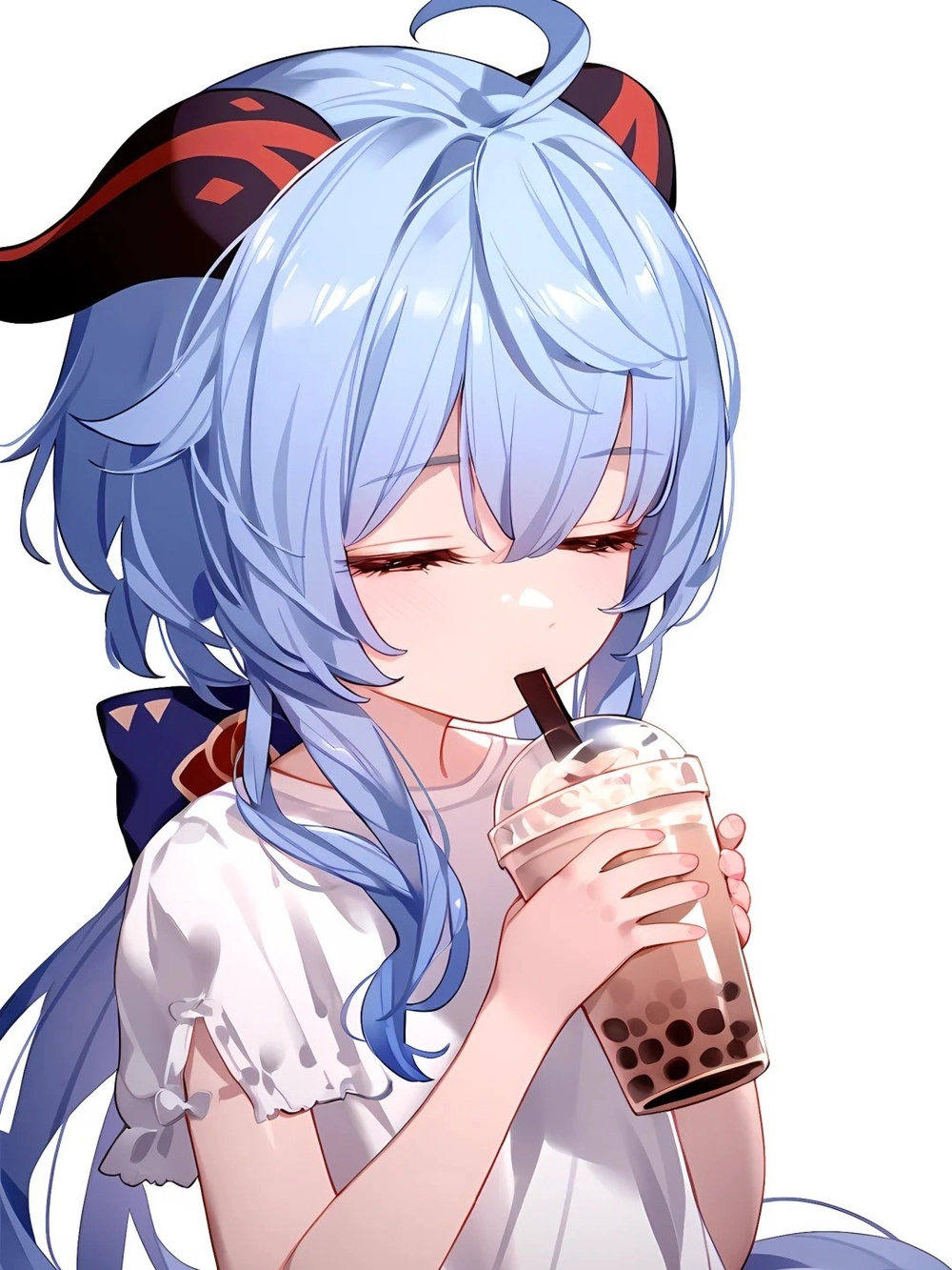 bộ ảnh anime uống trà sữa