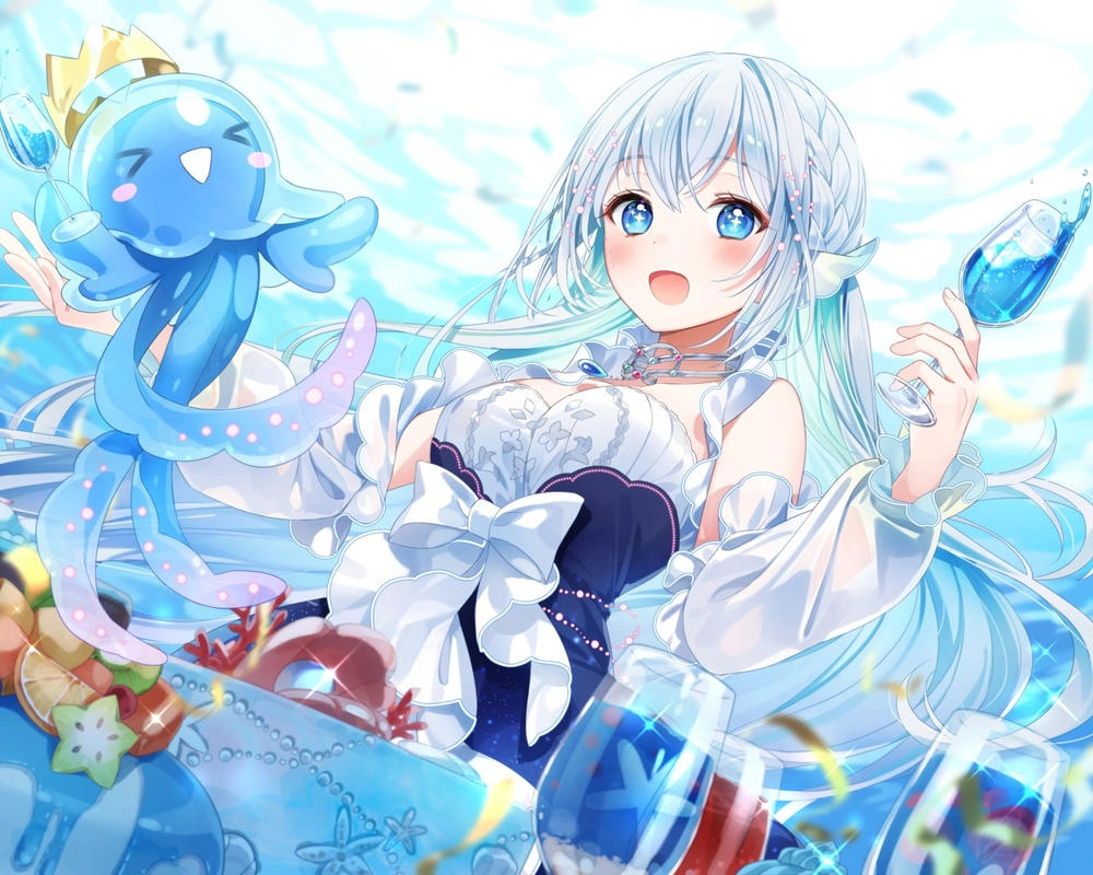 ảnh anime cầm ly trà sữa