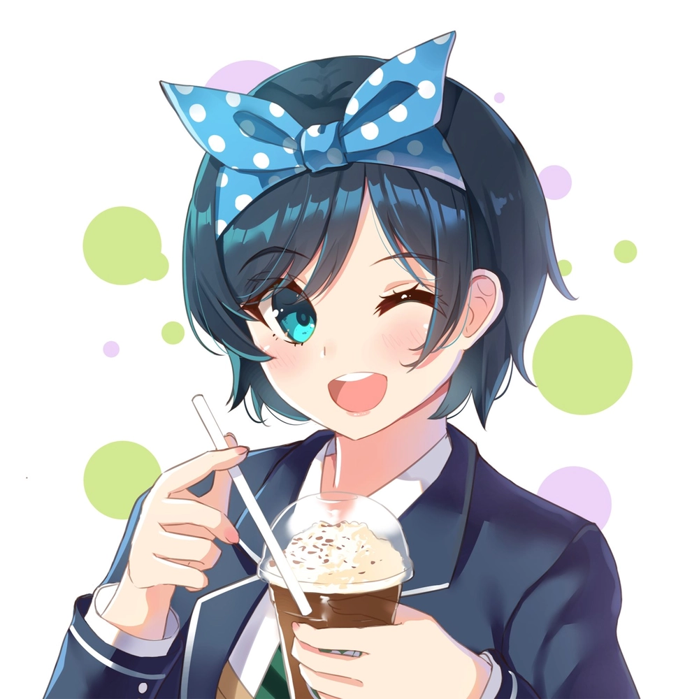 anime cầm ly trà sữa và nhâm nhi 