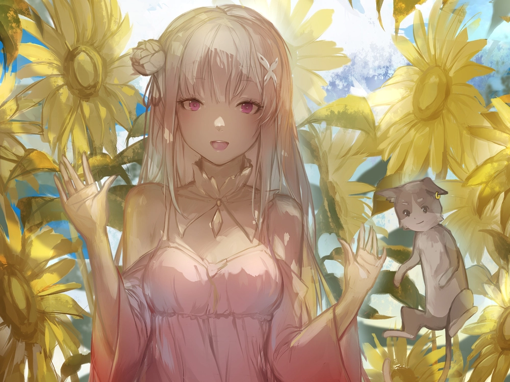 ảnh girl anime emilia re zero dễ thương 