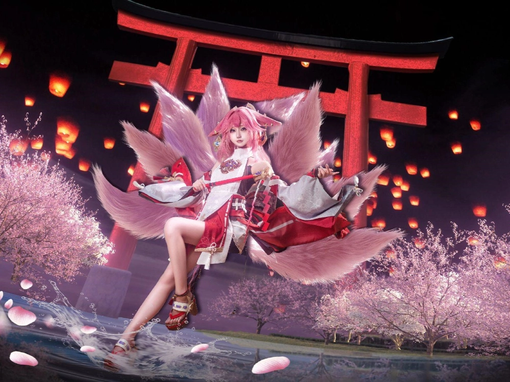 cosplay yae miko phong cách maid 