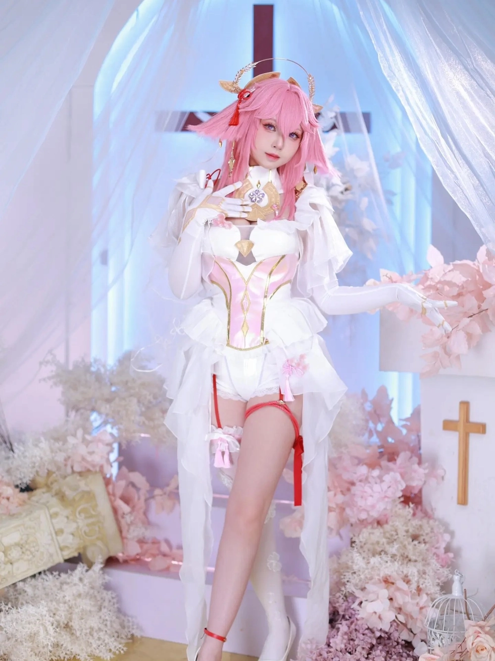 cosplay yae miko váy trắng đẹp 