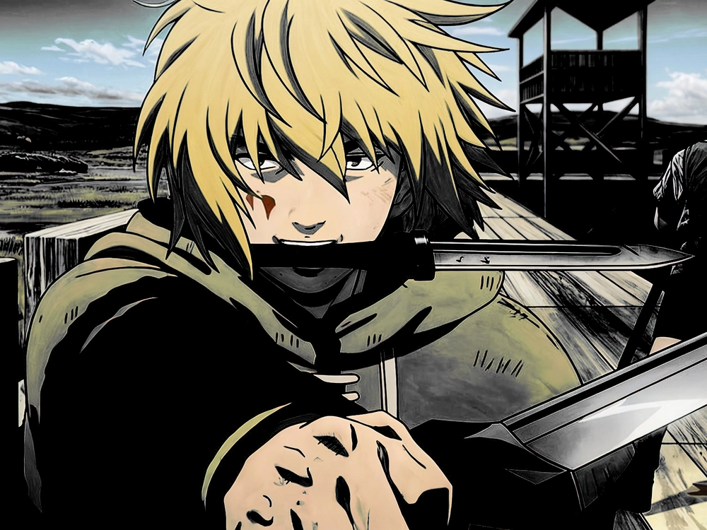 ảnh anime Thorfinn tóc bay trong gió