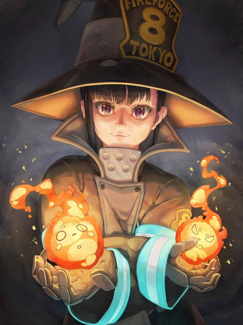 hình ảnh maki oze chiến đấu trong fire force 