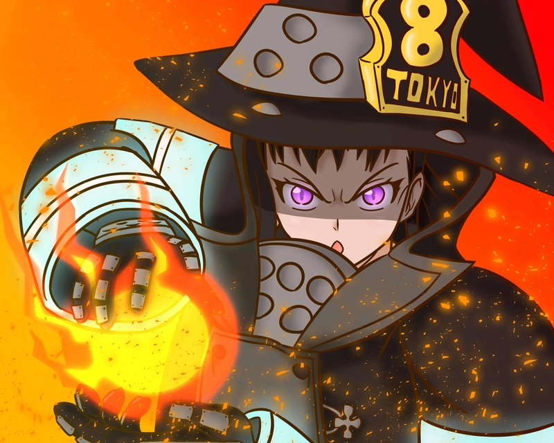 hình ảnh maki oze mạnh mẽ fire force 