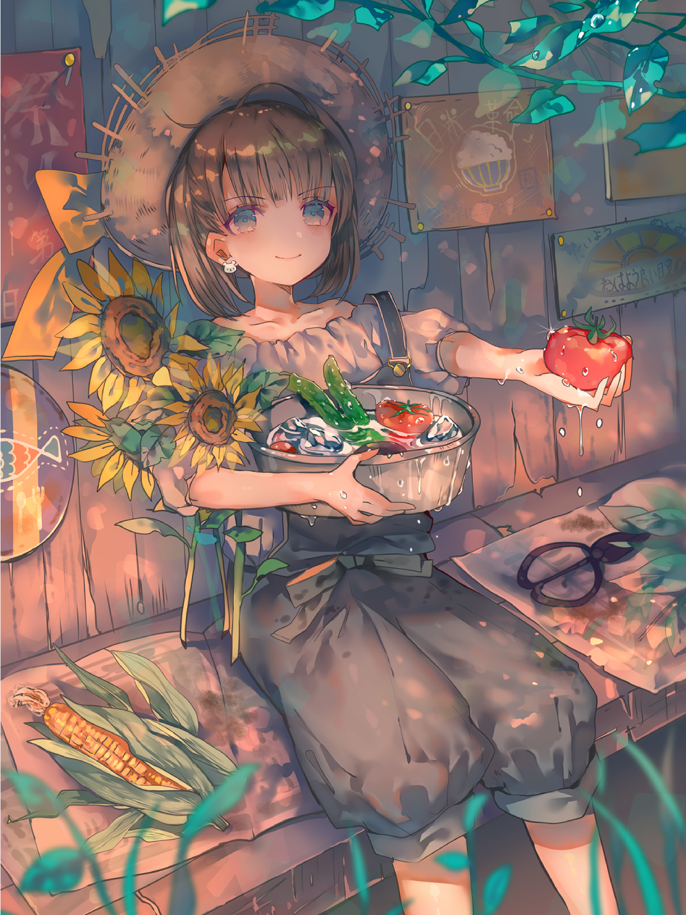hình anime hoa hướng dương buổi hoàng hôn