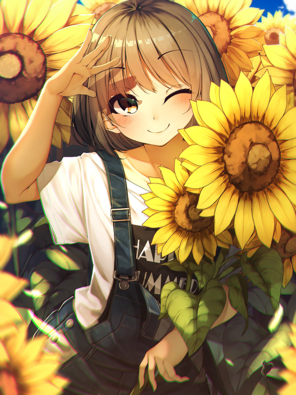 ảnh hoa hướng dương anime nền vàng ấm áp