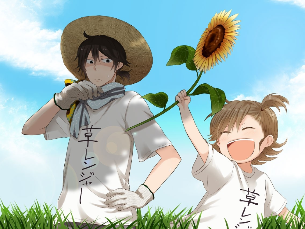 hình ảnh hoa hướng dương anime khung cảnh lãng mạn