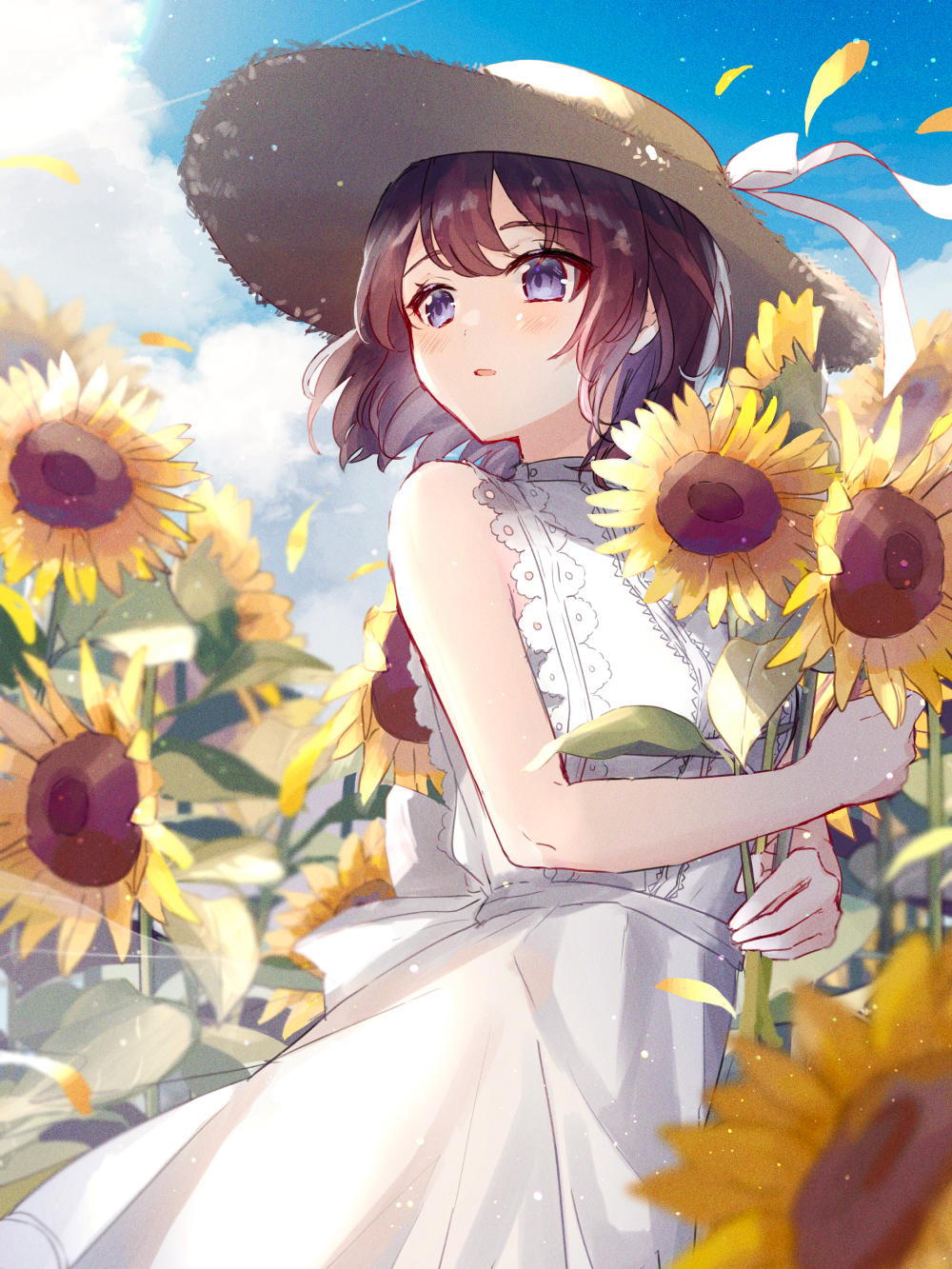 hình anime hoa hướng dương thơ mộng
